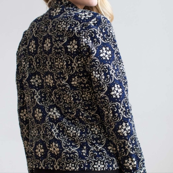 Charter Club Navy Floral Shacket Large Cotton Stretch Fine Corduroy - Picture 9 of 10